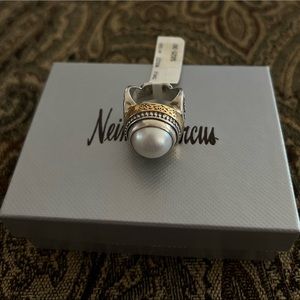 Konstantino Women’s 925 Sterling Silver, 18K Gold and Pearl Ring